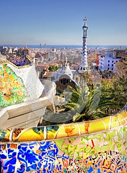 Vieuw over the city of Barcelona from the Park Guell photo