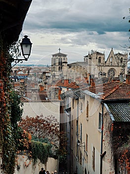 Vieux Lyon and cathedral saint jean, old town of Lyon, France