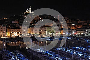 Vieux Port of Marseilles at night