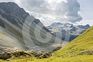 View from 2315m high Albulapass in canton of Graubunden