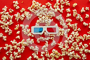 View of 3d glasses on scattered