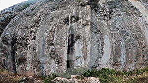 View of a 45-foot high section of the Parnitha Fyli fault, which was the epicentre of the 5.2 R earthquake of Athens, Greece, in