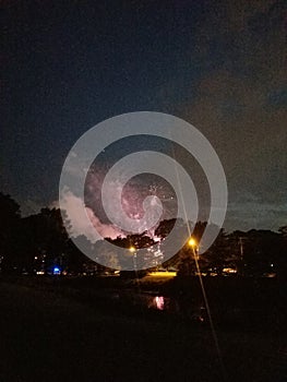 View of 4th of July fireworks display