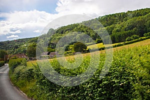 View of A368 road in Mendip Hills England