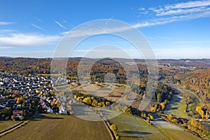 View of the Aar valley in autumn