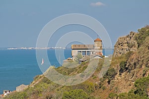 View on an abandoned house on the hillside and Tagus river from Boca de Vento lookout hill, Almada photo