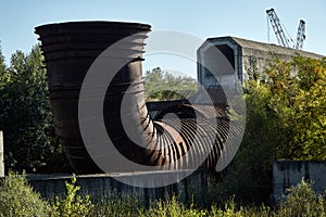 Abandoned hydrotechnical construction site photo