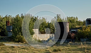 Abandoned hydrotechnical construction site photo