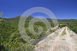 View of abandoned mining railway of Sulcis