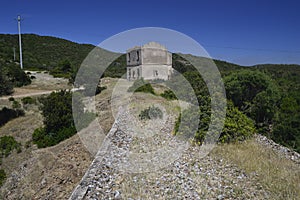 View of abandoned mining railway of Sulcis