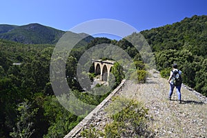 View of abandoned mining railway of Sulcis