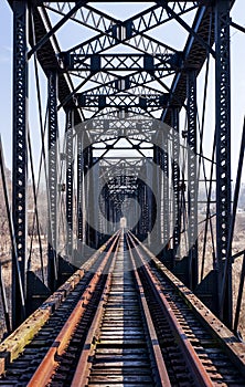 Abandoned Pratt Through Truss Railroad Bridge - Track View photo