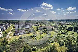 View on the abandoned Skrunda town in Latvia