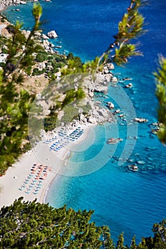 View from above of Apella beach on Karpathos island