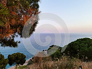 View from above on the blue Mediterranean Sea coast. Picture for relaxation.