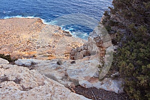 View from above, from Cape Cavo Greco Capo Greco to the coast and sea . Cyprus