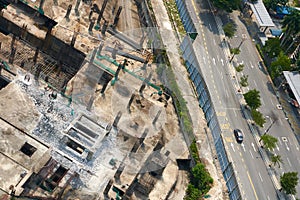 View from above on constuction site