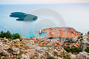 View from above and distance of Dubrovnik old city