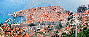 View from above and distance of Dubrovnik old city