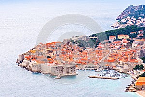 View from above and distance of Dubrovnik old city