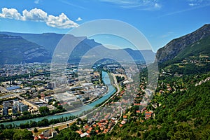 View from above, from Fort Bastille in Grenoble, France
