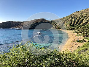 View from above of Hanauma Bay, Hawaii