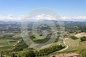 A view from above of the Langhe, seen by Guarene, Piedmont.
