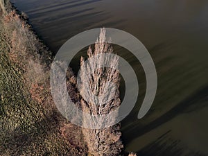 a view from above of the lowland landscape with banks overgrown with