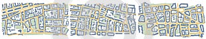 View from above the map buildings. City top view. Vector illustration. Map navigation to own house. Top view. Abstract