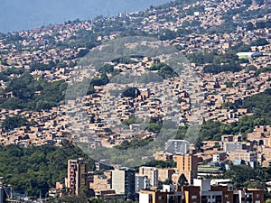 The View from above of the Medellin city development. Colombia