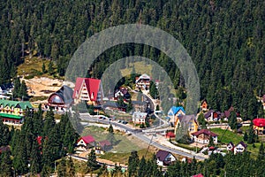 View from above of a mountain resort Vartop in Bihor, Romania, 2021