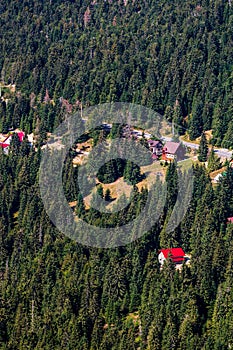 View from above of a mountain resort Vartop in Bihor, Romania, 2021