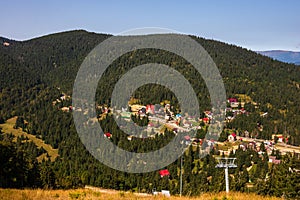 View from above of a mountain resort Vartop in Bihor, Romania, 2021