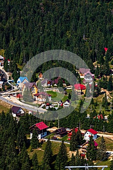 View from above of a mountain resort Vartop in Bihor, Romania, 2021