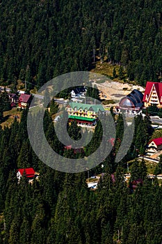 View from above of a mountain resort Vartop in Bihor, Romania, 2021