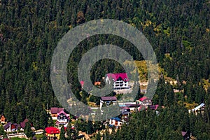 View from above of a mountain resort Vartop in Bihor, Romania, 2021