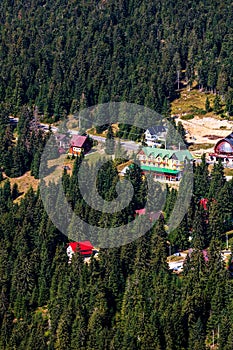 View from above of a mountain resort Vartop in Bihor, Romania, 2021