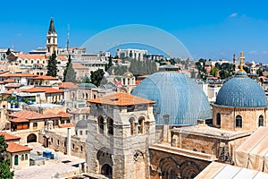 View from above of the Old City of Jerusalem, Israel.