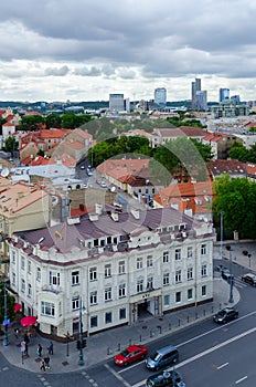 View from above on Old Town and high-rise buildings City, Vilnius, Lithuania