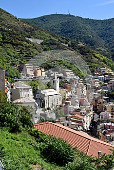 View from above of Riomaggiore, Italy