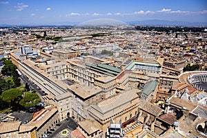 View from above on Rome and the Vatican from the dome