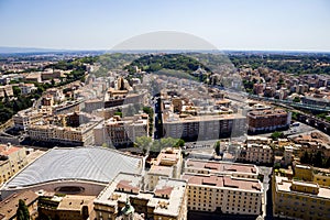 View from above on Rome and the Vatican from the dome of St. Pet