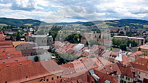 View from above on the roofs of houses and the UNESCO city