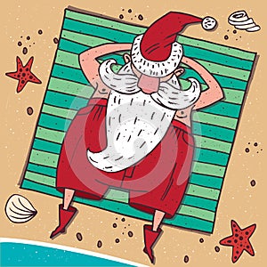 View from above on Santa Claus on the beach