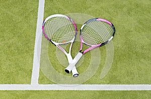 View from above of tennis racket