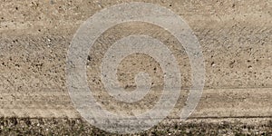 view from above on texture of gravel road