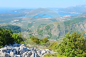 View from above on Tivat Gulf and city of Tivat, Montenegro