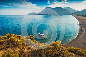 View from above to Cirali beach and Olimpos