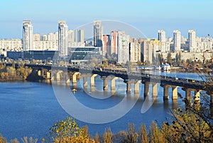 View from above to the left bank of Dniper river, Kyiv, Ukraine