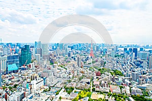 View from above on Tokyo Tower with skyline in Japan